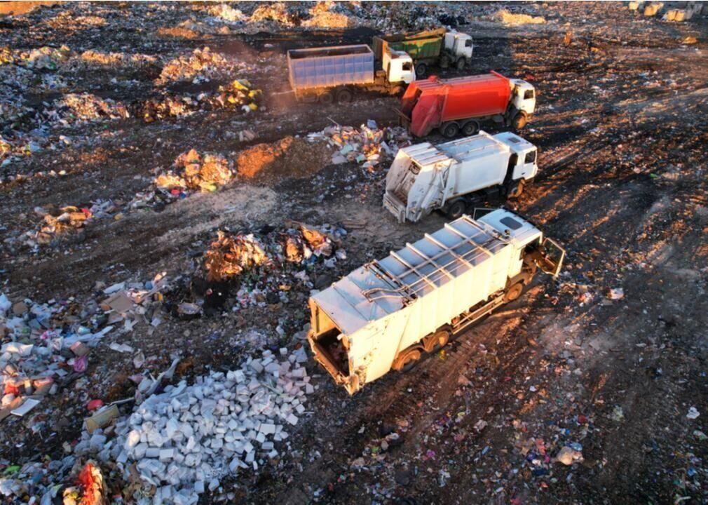 Releases greenhouse gases in landfills